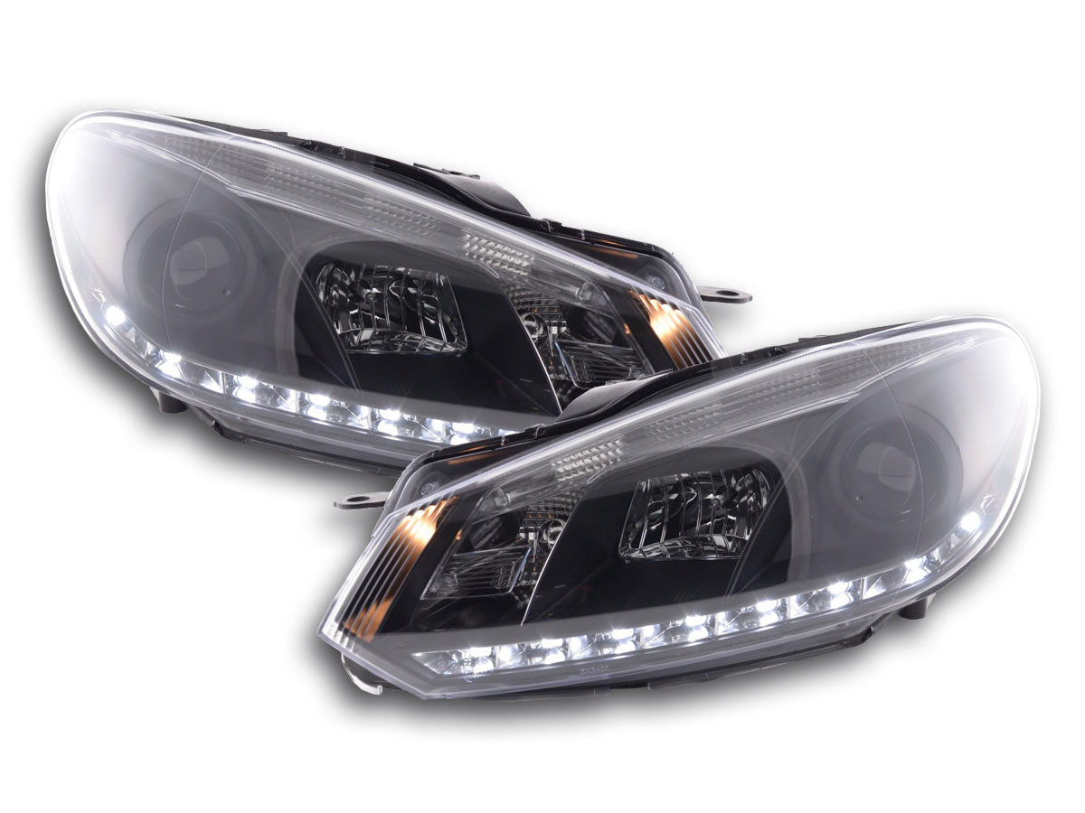 Scheinwerfer Set Daylight LED Tagfahrlicht VW Golf 6 Typ 1K 08- schwarz für Rechtslenker Scheinwerfer Set Daylight LED Tagfahrlicht VW Golf 6 Typ 1K 08- schwarz für Rechtslenker